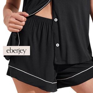 Eberjey Gisele Relaxed PJ Shorts black/sorbet pink size S/P